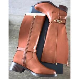 Tommy Hilfiger Iyla Dark Natural High Shaft Riding Boots Women Size 11